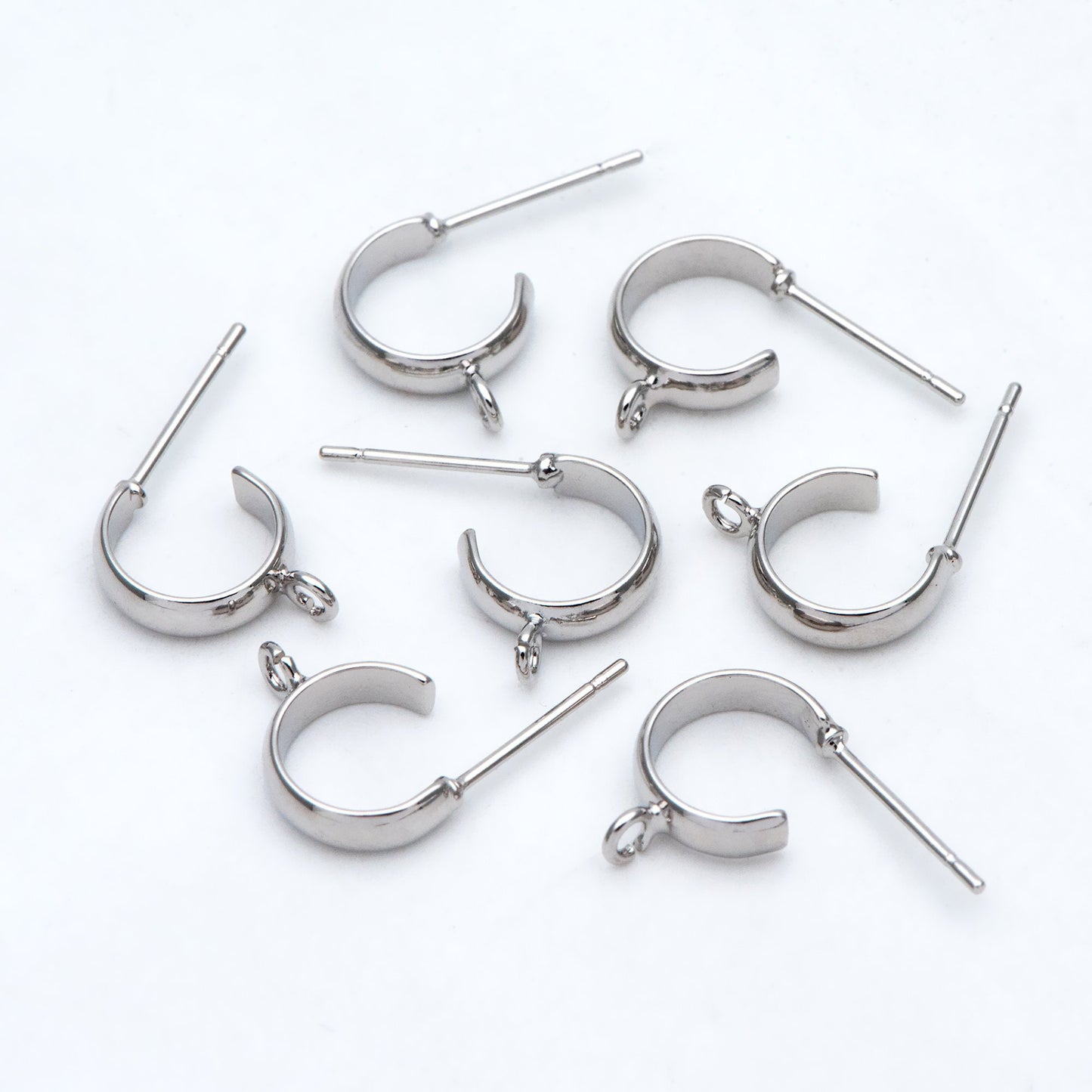 10pcs Gold/ Silver Tone Round Circle Ear Posts, Gold/ Rhodium plated Brass, Geometric Hoop Stud Earrings (GB-2169)