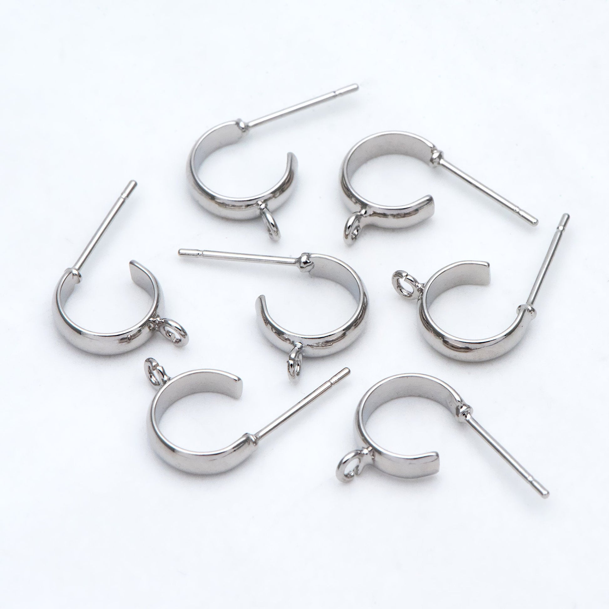 10pcs Gold/ Silver Tone Round Circle Ear Posts, Gold/ Rhodium plated Brass, Geometric Hoop Stud Earrings (GB-2169)