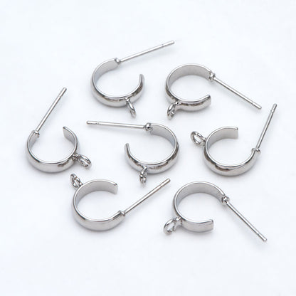 10pcs Gold/ Silver Tone Round Circle Ear Posts, Gold/ Rhodium plated Brass, Geometric Hoop Stud Earrings (GB-2169)