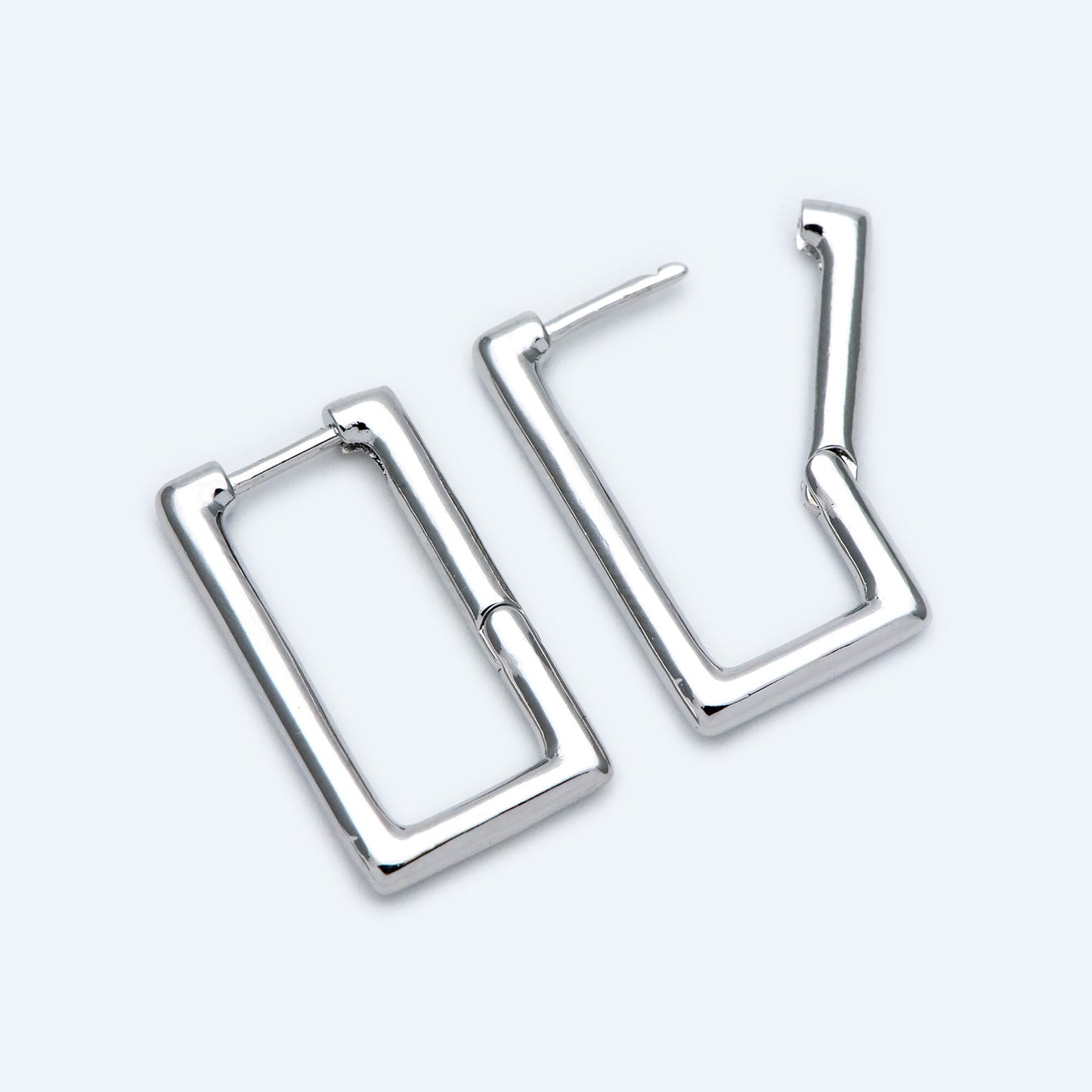 4pcs Gold/ Silver Tone Rectangle Leverback Ear Hooks 25x14mm, 18K gold/ rhodium plated on Brass, Earring Hoop Components (GB-1784)