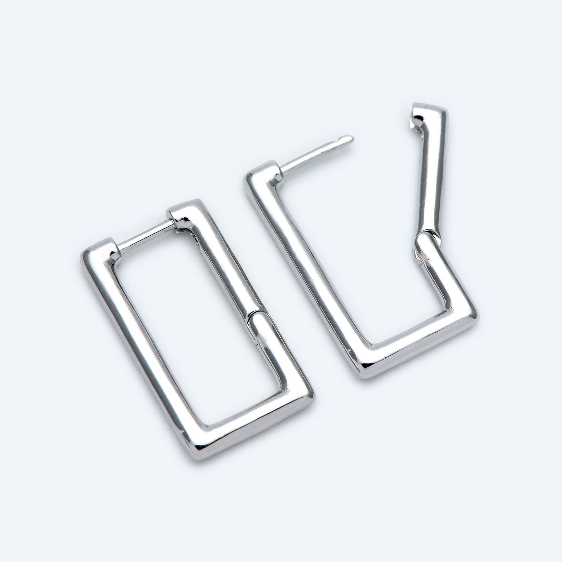 4pcs Gold/ Silver Tone Rectangle Leverback Ear Hooks 25x14mm, 18K gold/ rhodium plated on Brass, Earring Hoop Components (GB-1784)