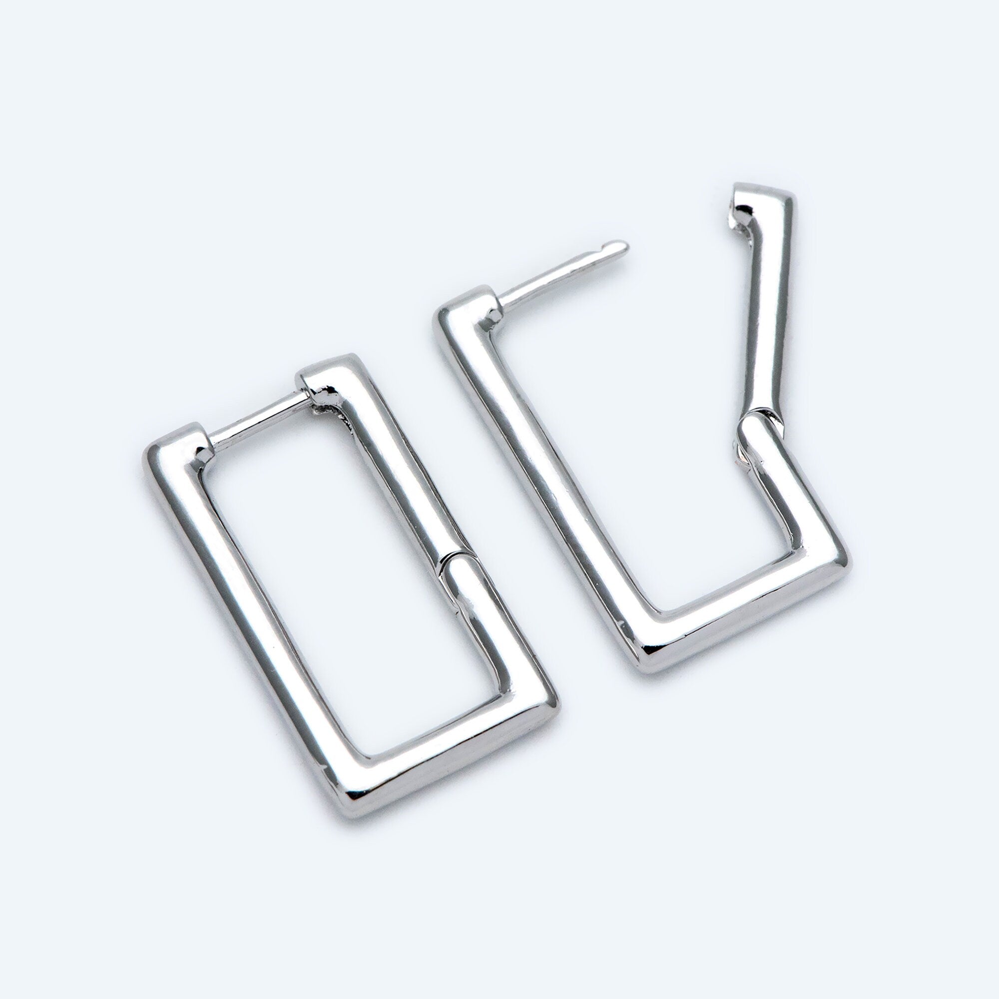 4pcs Gold/ Silver Tone Rectangle Leverback Ear Hooks 25x14mm, 18K gold/ rhodium plated on Brass, Earring Hoop Components (GB-1784)