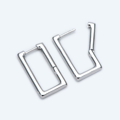 4pcs Gold/ Silver Tone Rectangle Leverback Ear Hooks 25x14mm, 18K gold/ rhodium plated on Brass, Earring Hoop Components (GB-1784)