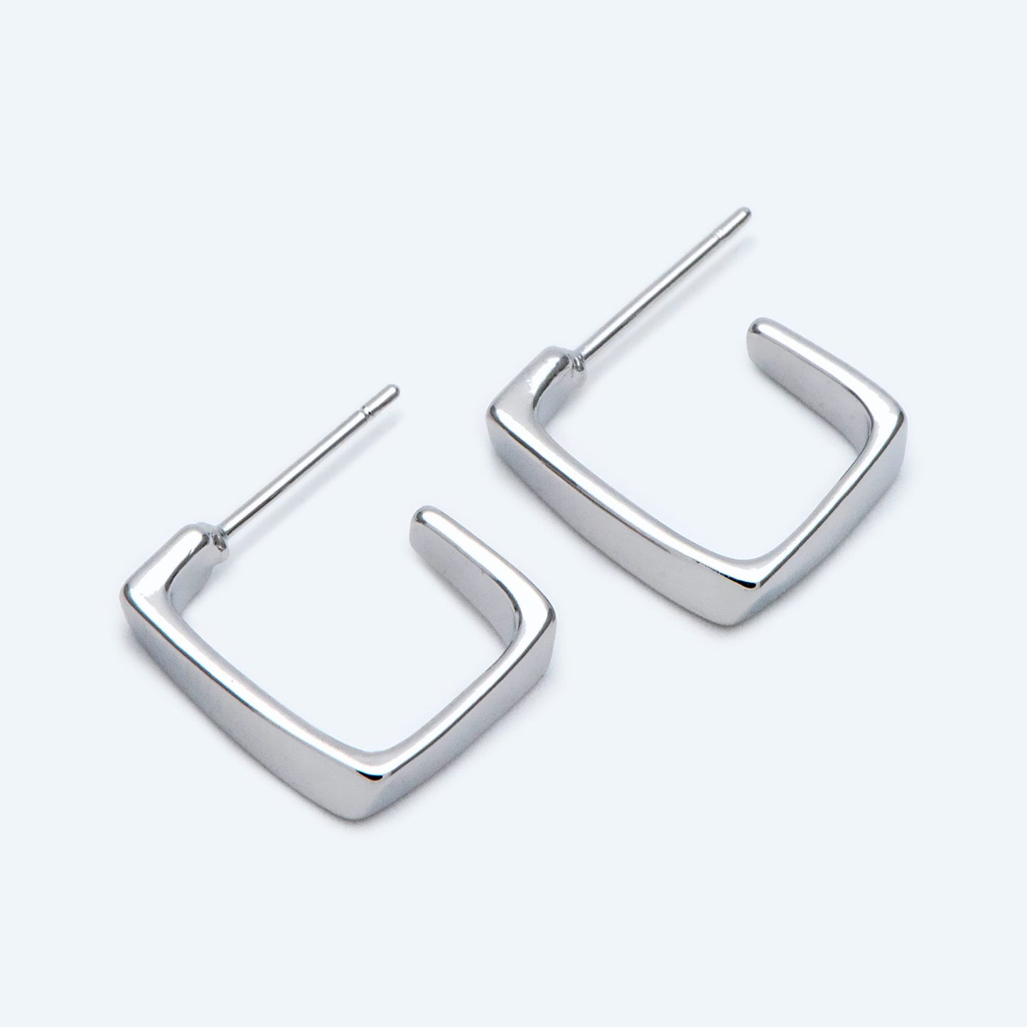 10pcs Gold/ Silver tone Square Ear Posts 16x17mm, 18K Real Gold Plated Brass, Geometric Earring Studs (GB-1799)