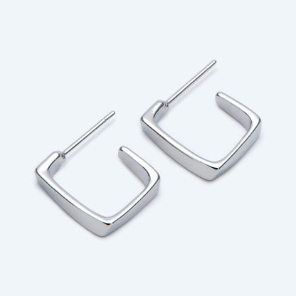 10pcs Gold/ Silver tone Square Ear Posts 16x17mm, 18K Real Gold Plated Brass, Geometric Earring Studs (GB-1799)