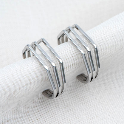 4pcs Gold Finger Rings, Adjustable Rings, Dainty Geometric Rings, 18K Gold Plated Brass, Minimalist Rings (#GB-2166)