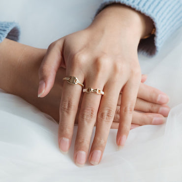 4pcs Shell Pave Gold Adjustable Ring With Pearl Peg, Ring Mountings, Ring Finding (JZ-047)