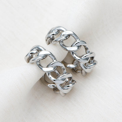 10pcs Chunky Gold/ Silver Hoops, Gold/ Silver Chain Hoops, Thick Hoop Earrings, Twist Hoop Earrings (GB-1801)