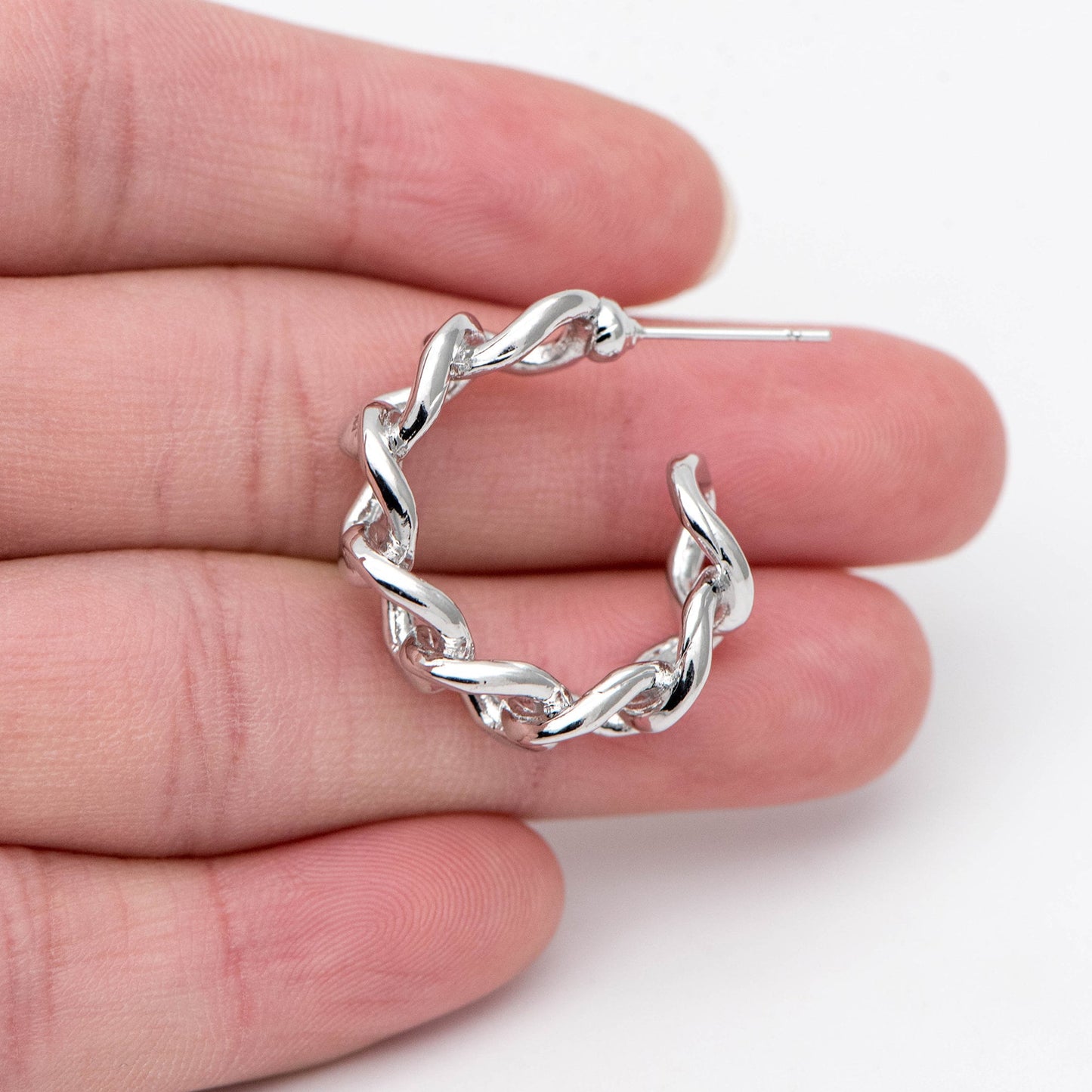 10pcs Chunky Gold/ Silver Hoops, Gold/ Silver Chain Hoops, Thick Hoop Earrings, Twist Hoop Earrings (GB-1801)