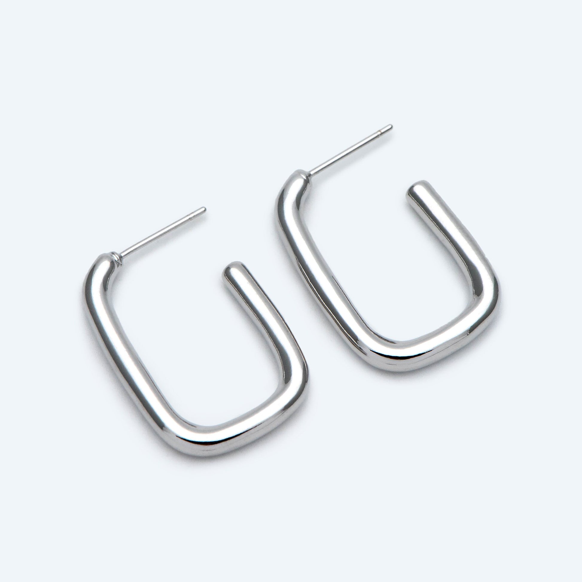 10pcs Gold/ Silver tone U-Shape earring, Geometric earring posts, Oval Hoop stud earrings (GB-1836)