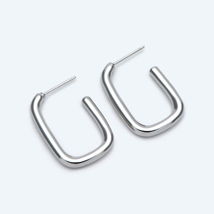 10pcs Gold/ Silver tone U-Shape earring, Geometric earring posts, Oval Hoop stud earrings (GB-1836)