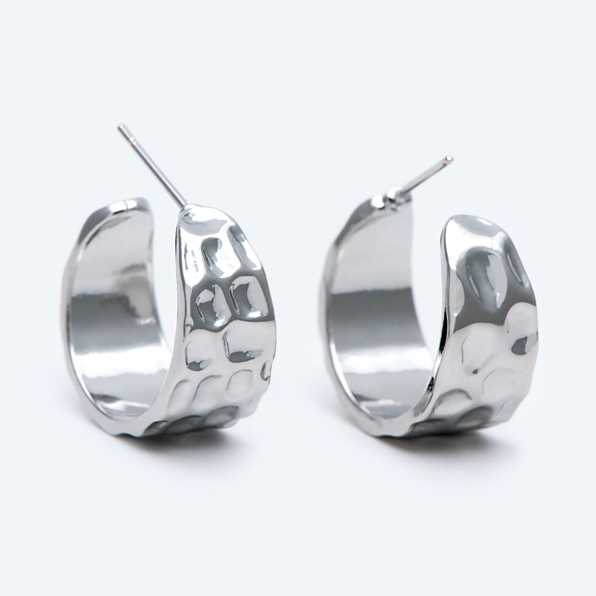 10pcs Gold/ Silver tone Round Circle Ear Posts 19mm, Gold/ Rhodium plated Brass, Geometric Hoop Stud Earrings (GB-1870)