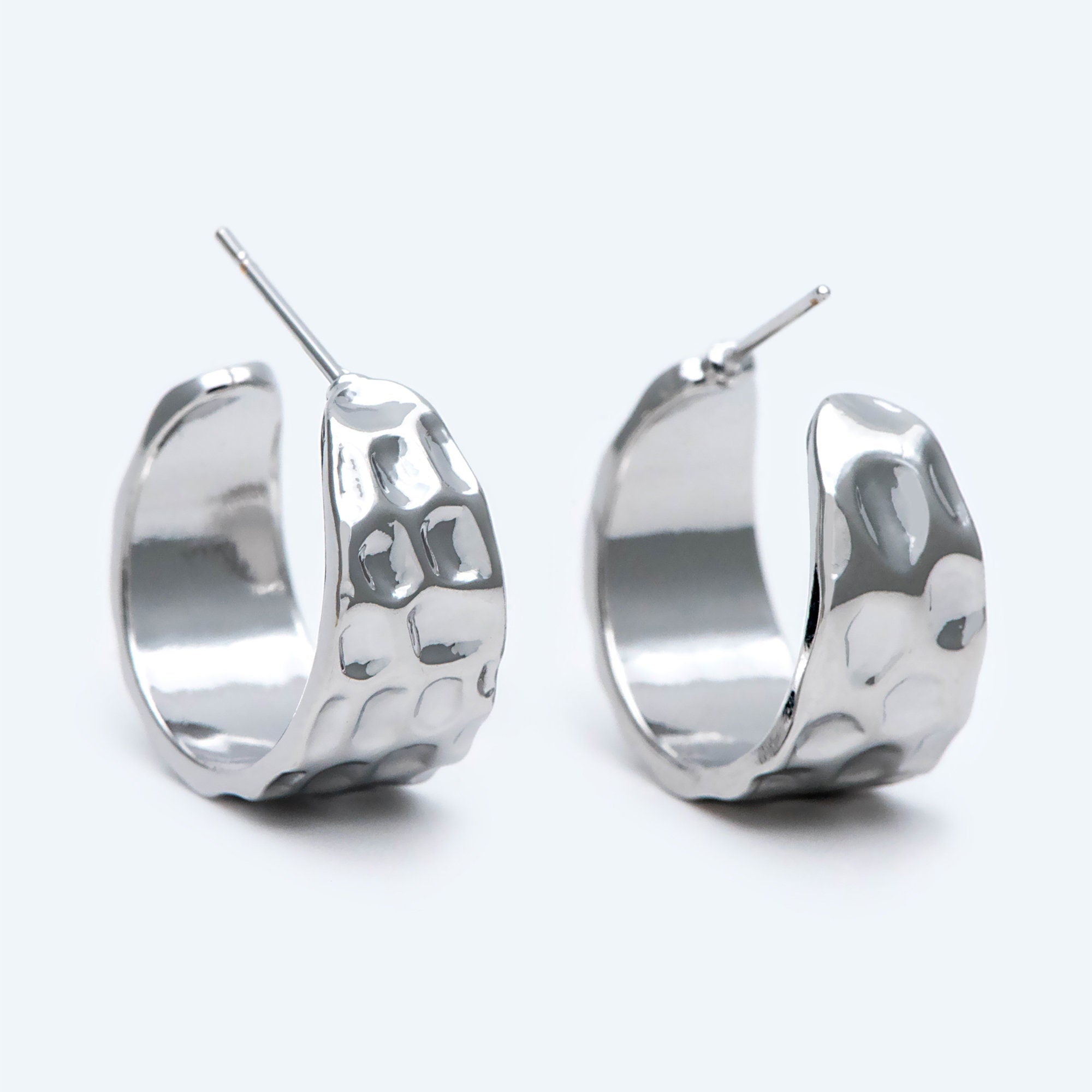 10pcs Gold/ Silver tone Round Circle Ear Posts 19mm, Gold/ Rhodium plated Brass, Geometric Hoop Stud Earrings (GB-1870)