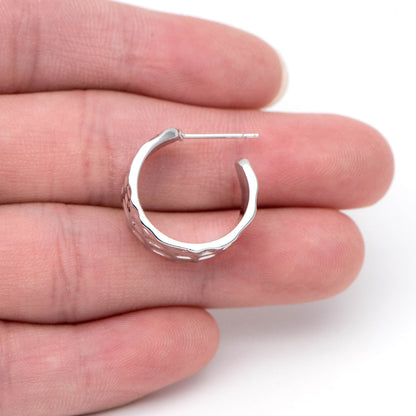 10pcs Gold/ Silver tone Round Circle Ear Posts 19mm, Gold/ Rhodium plated Brass, Geometric Hoop Stud Earrings (GB-1870)