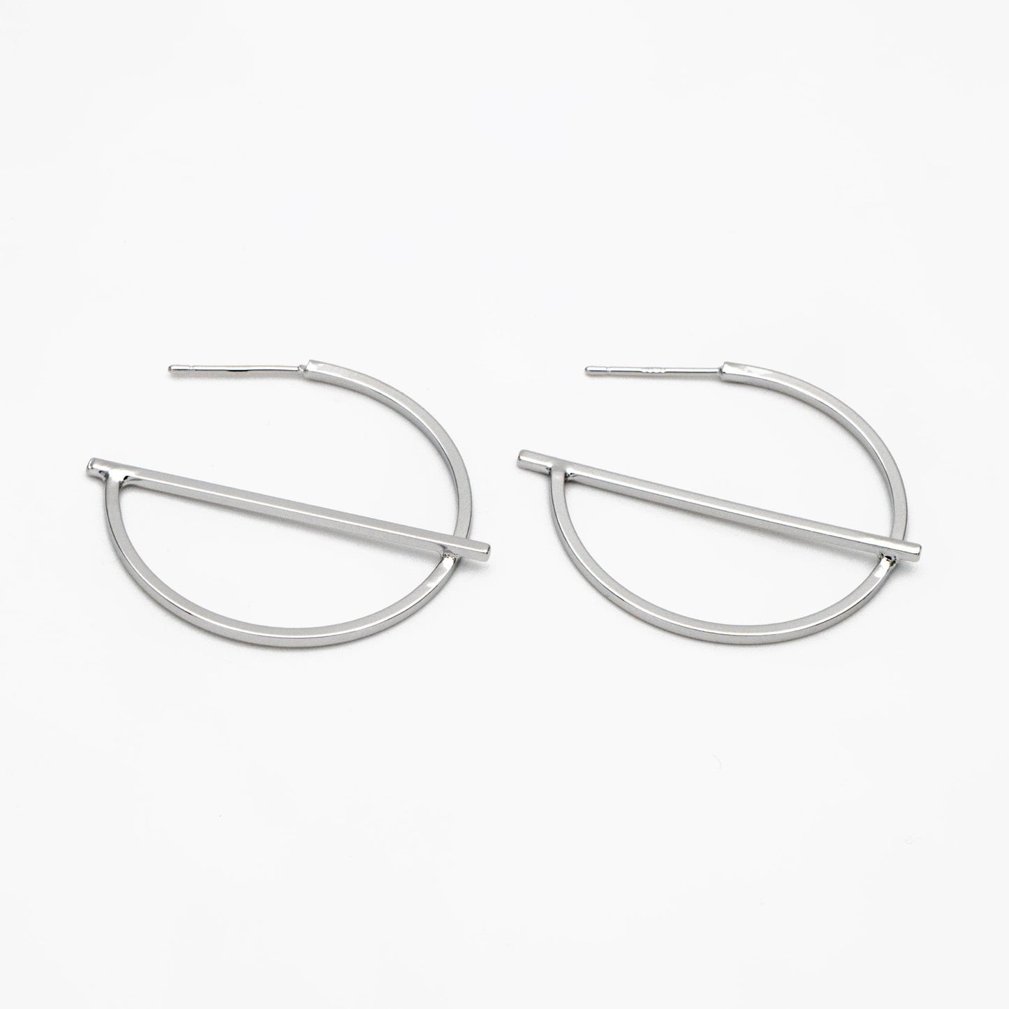 10pcs Gold/ Silver plated Brass Earring Posts, Geometric Circle Stud Earring, Circle Size 35mm (GB-509)