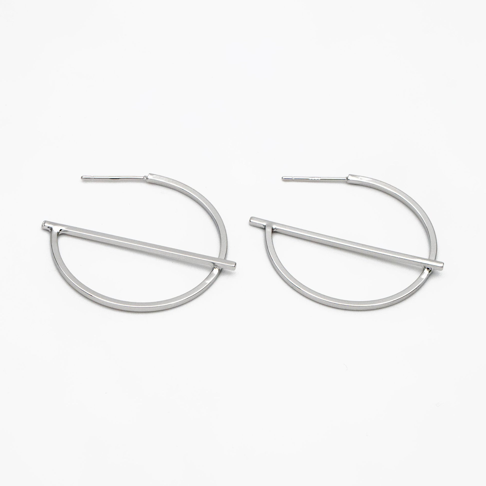 10pcs Gold/ Silver plated Brass Earring Posts, Geometric Circle Stud Earring, Circle Size 35mm (GB-509)