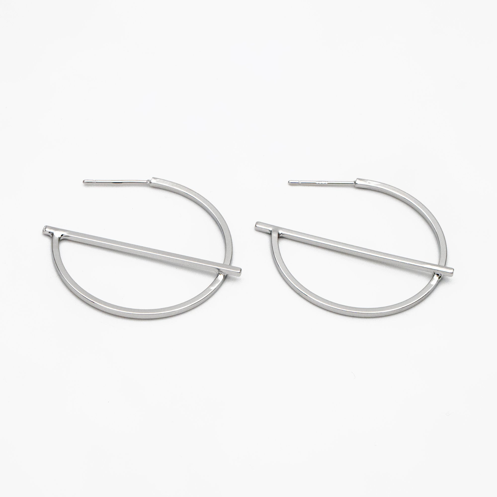 10pcs Gold/ Silver plated Brass Earring Posts, Geometric Circle Stud Earring, Circle Size 35mm (GB-509)