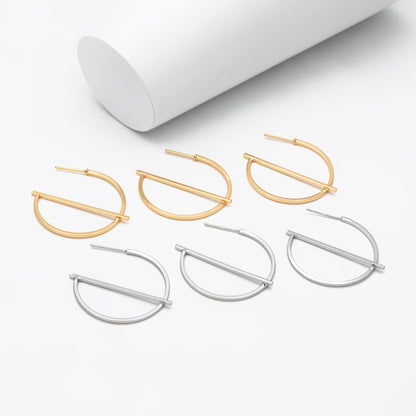 10pcs Gold/ Silver plated Brass Earring Posts, Geometric Circle Stud Earring, Circle Size 35mm (GB-509)
