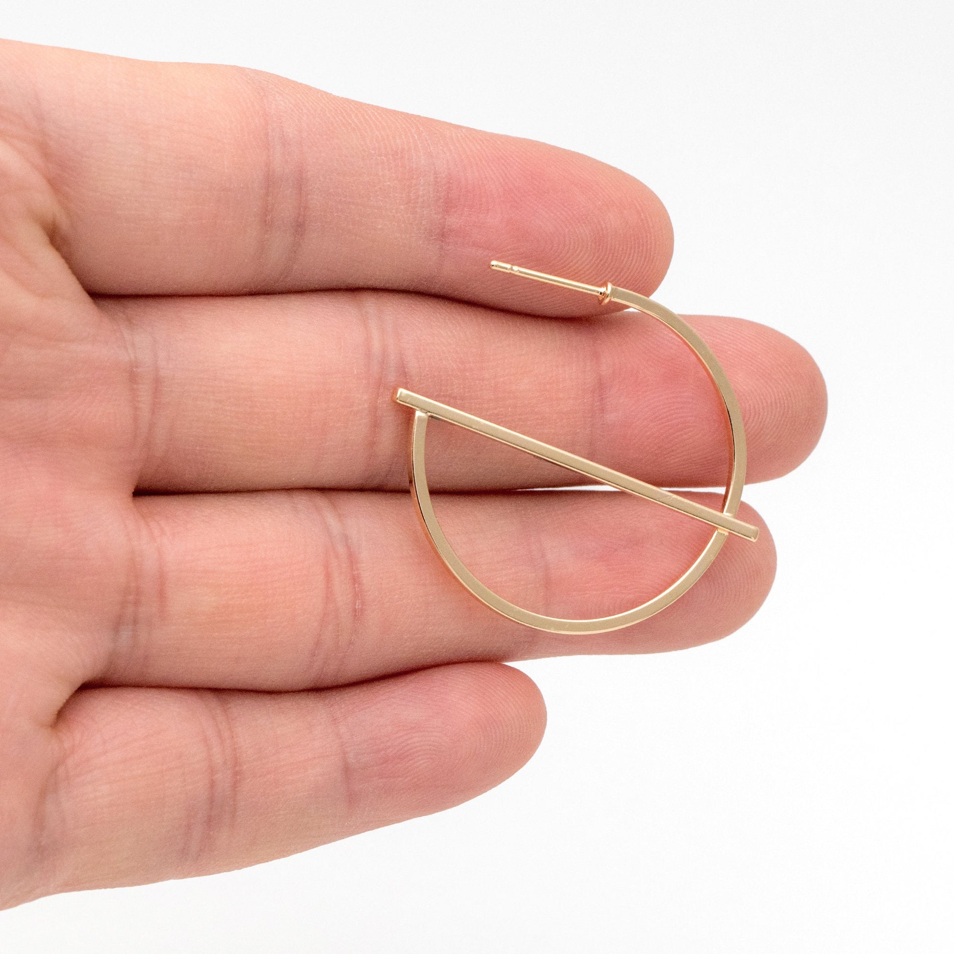 10pcs Gold/ Silver plated Brass Earring Posts, Geometric Circle Stud Earring, Circle Size 35mm (GB-509)