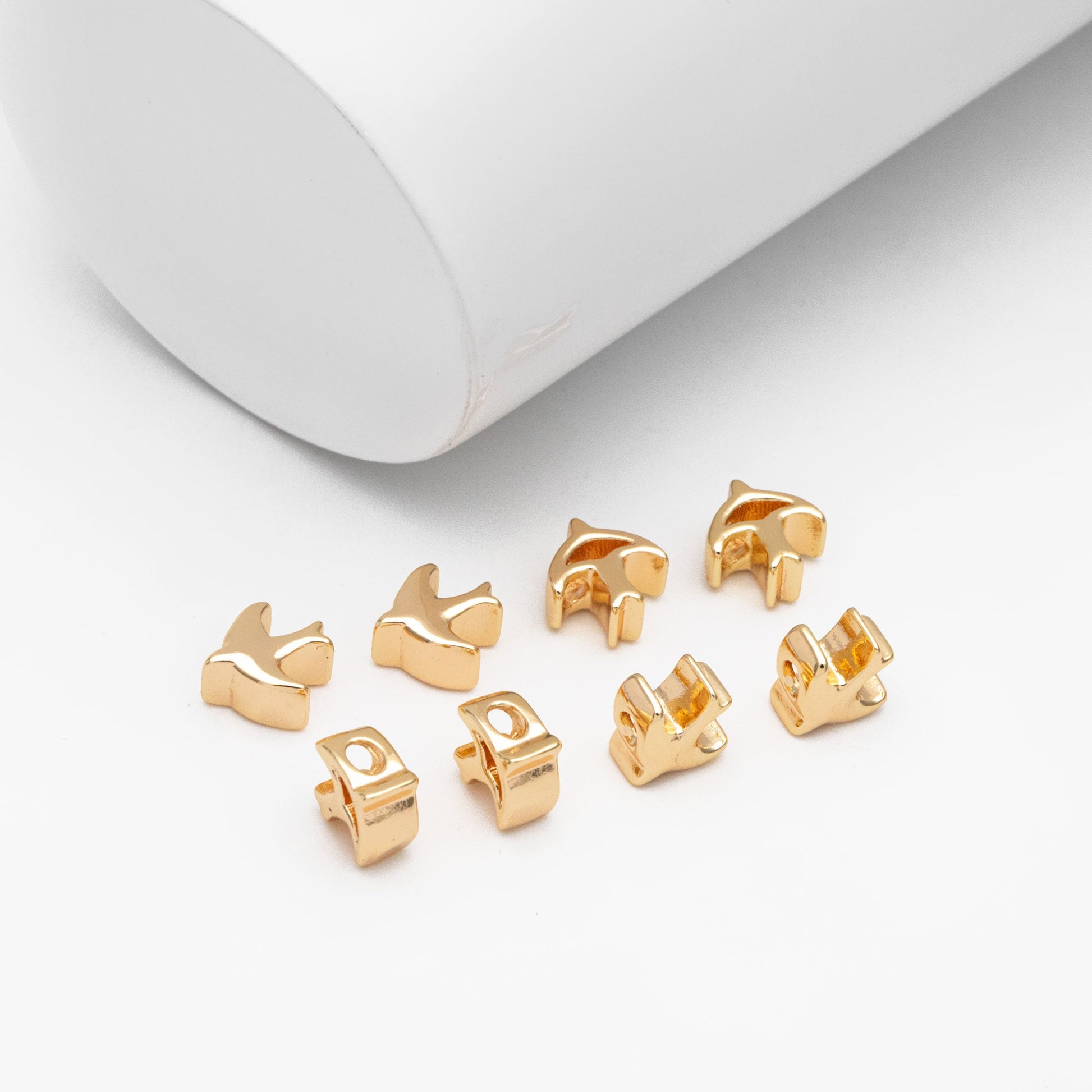 10pcs Gold Swallow Beads, Real Gold plated Brass Bird Beads, Jewelry Making Supplies Wholesale (GB-3610)