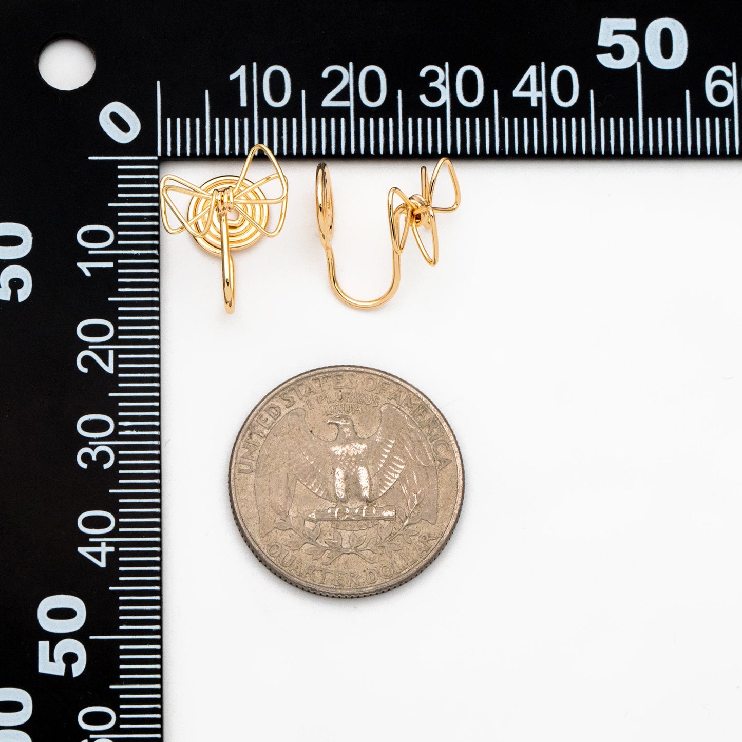 10pcs Gold Wire Bowknot Earring Converters, Gold plated Brass Earring Clips (GB-3623)