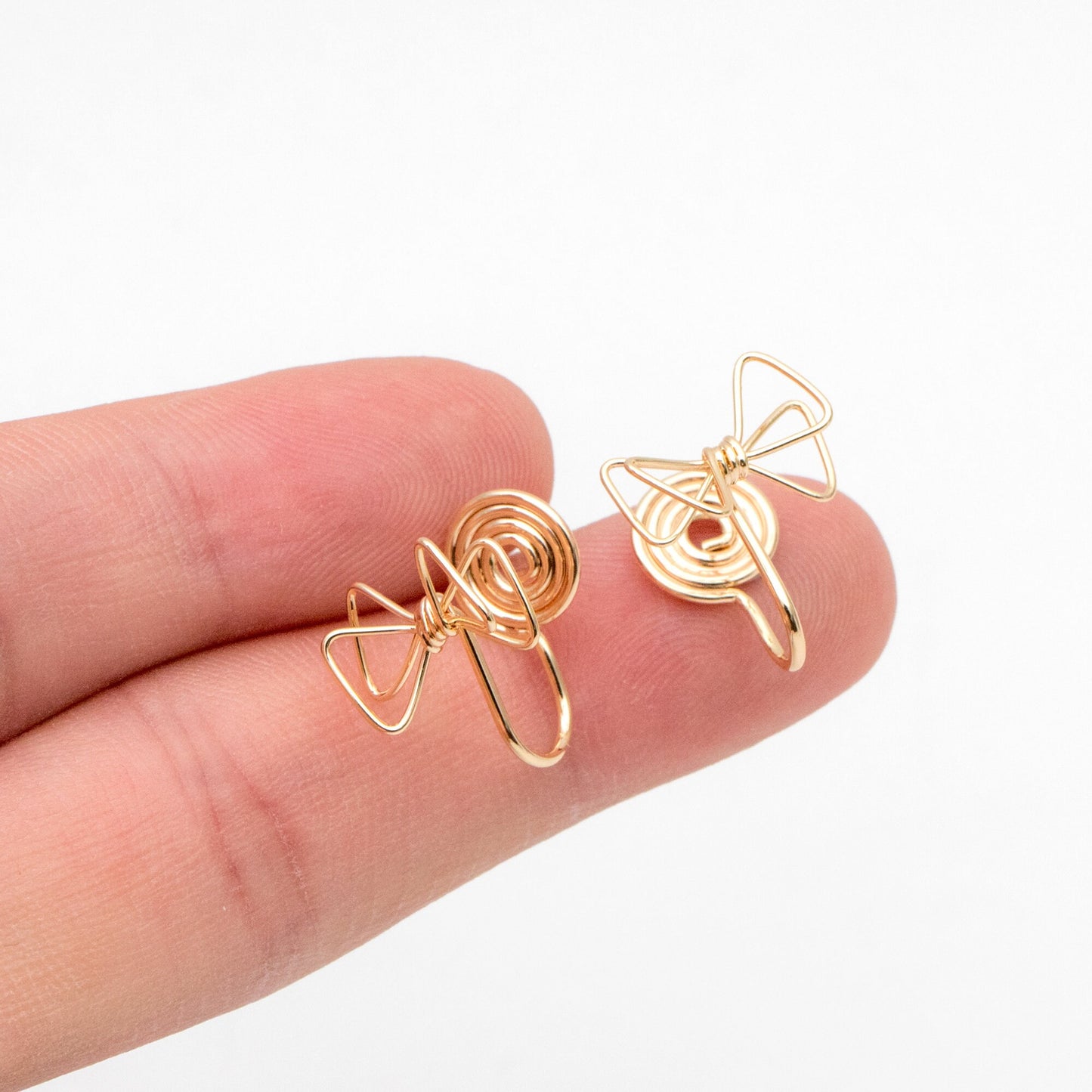 10pcs Gold Wire Bowknot Earring Converters, Gold plated Brass Earring Clips (GB-3623)