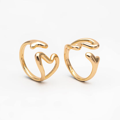 4pcs Gold Heart Ring, Everyday Ring, Fashion Rings, Adjustable Ring, Minimalist Ring (#GB-3624)