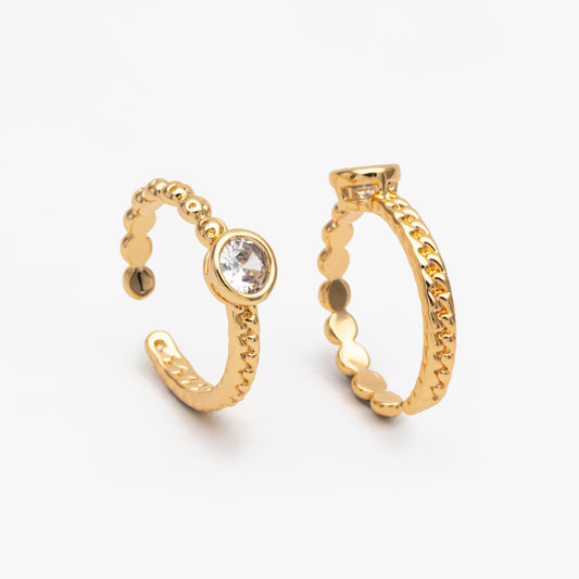 4pcs Open Circle CZ Ring, CZ Round Ring, Dainty Stackable Ring for Women (#GB-3628)