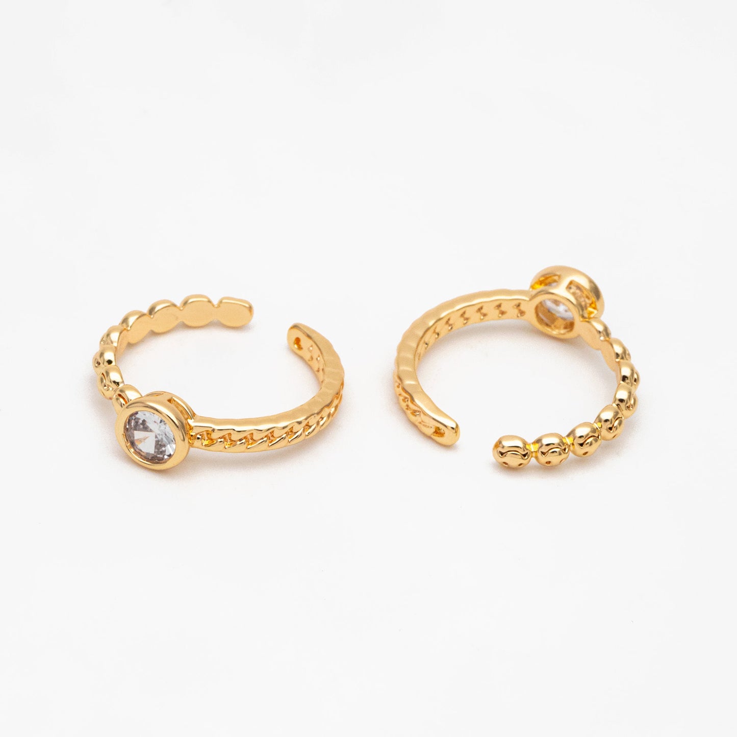 4pcs Open Circle CZ Ring, CZ Round Ring, Dainty Stackable Ring for Women (#GB-3628)