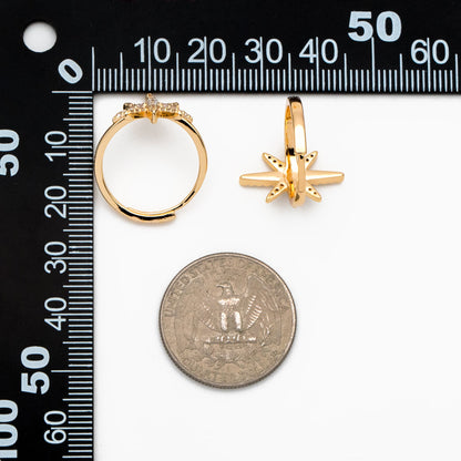 4pcs CZ Pave North Star Ring, Celestial Ring, Modern Style Ring, Fashion Rings, Dainty Rings, Adjustable Ring (#GB-3630)