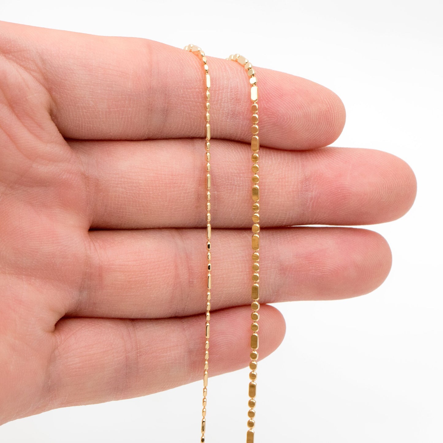 Gold plated Brass Beaded Chains 1.5mm, Craft Jewelry Chain (#LK-590)/ 1 Meter=3.3 ft