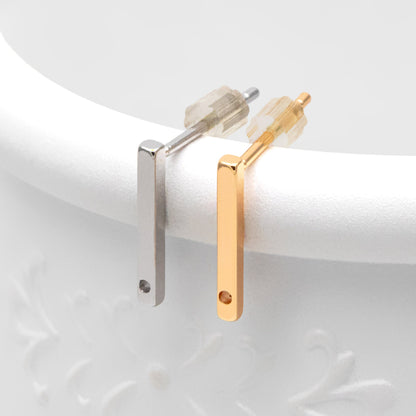 10pcs Gold/ Silver Bar Ear Posts, Gold/ Rhodium plated Brass Earring Findings, Stud Earring Components (GB-645)
