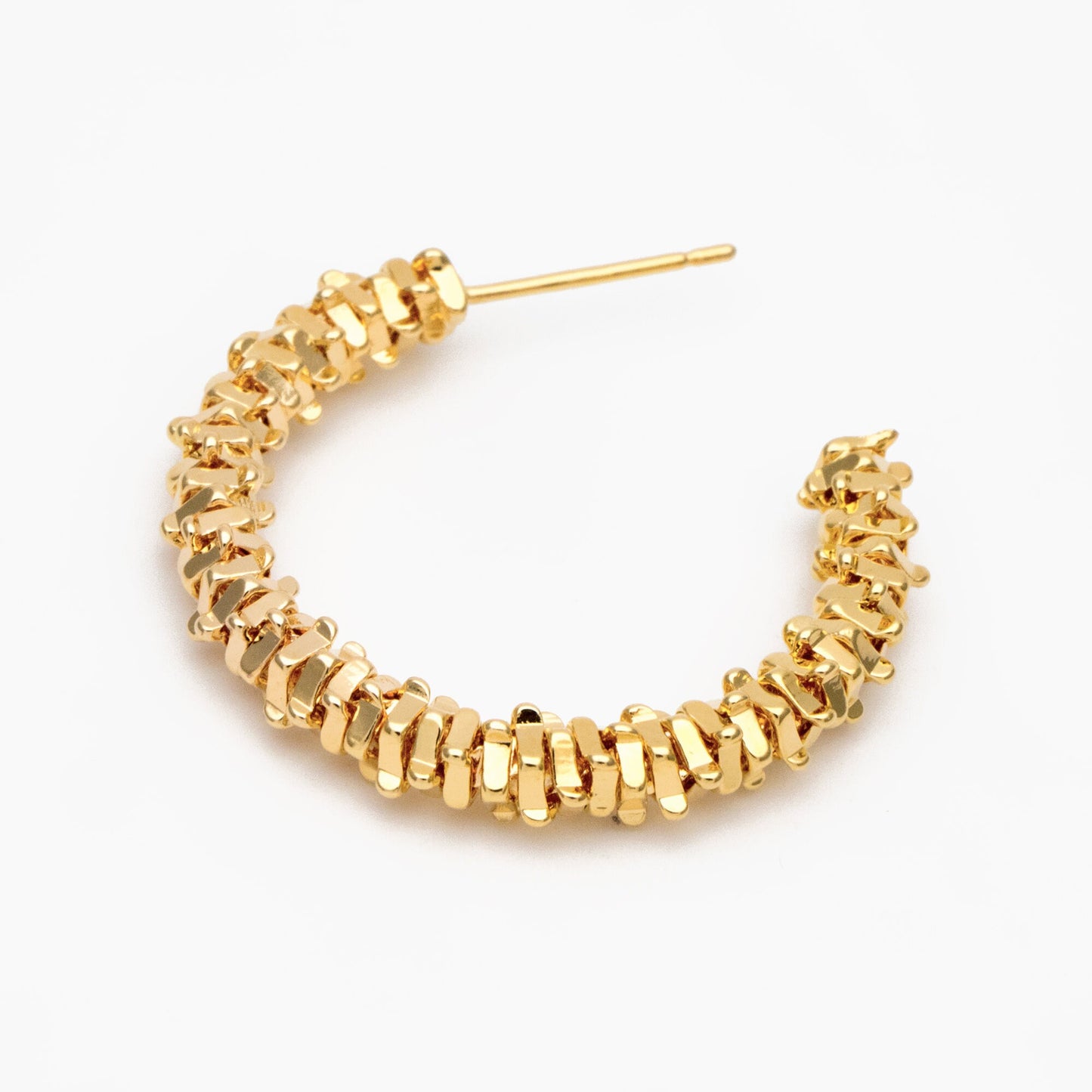 4pcs Gold Plated Beaded Hoop Earrings: 30mm Leverback Earwire Findings (GB-3092)