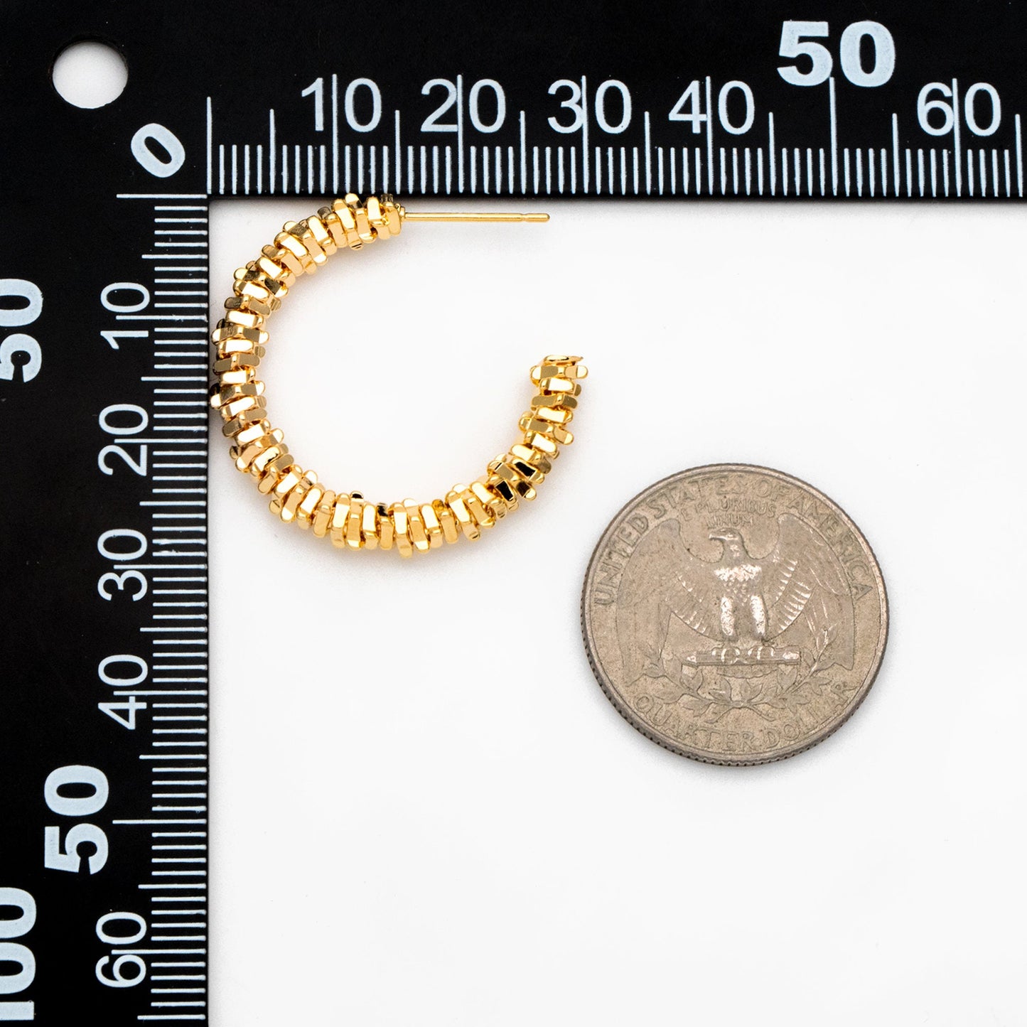 4pcs Gold Plated Beaded Hoop Earrings: 30mm Leverback Earwire Findings (GB-3092)