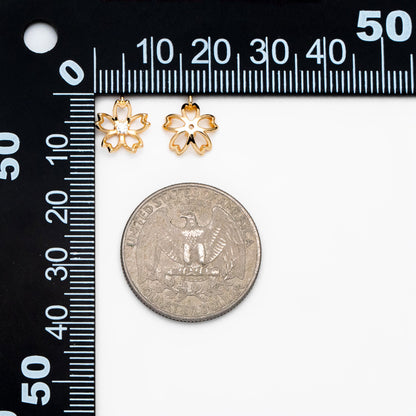 4pcs Gold CZ Flower Charms, 18K Gold plated Brass, Tiny Floral Pendants (GB-321-G)