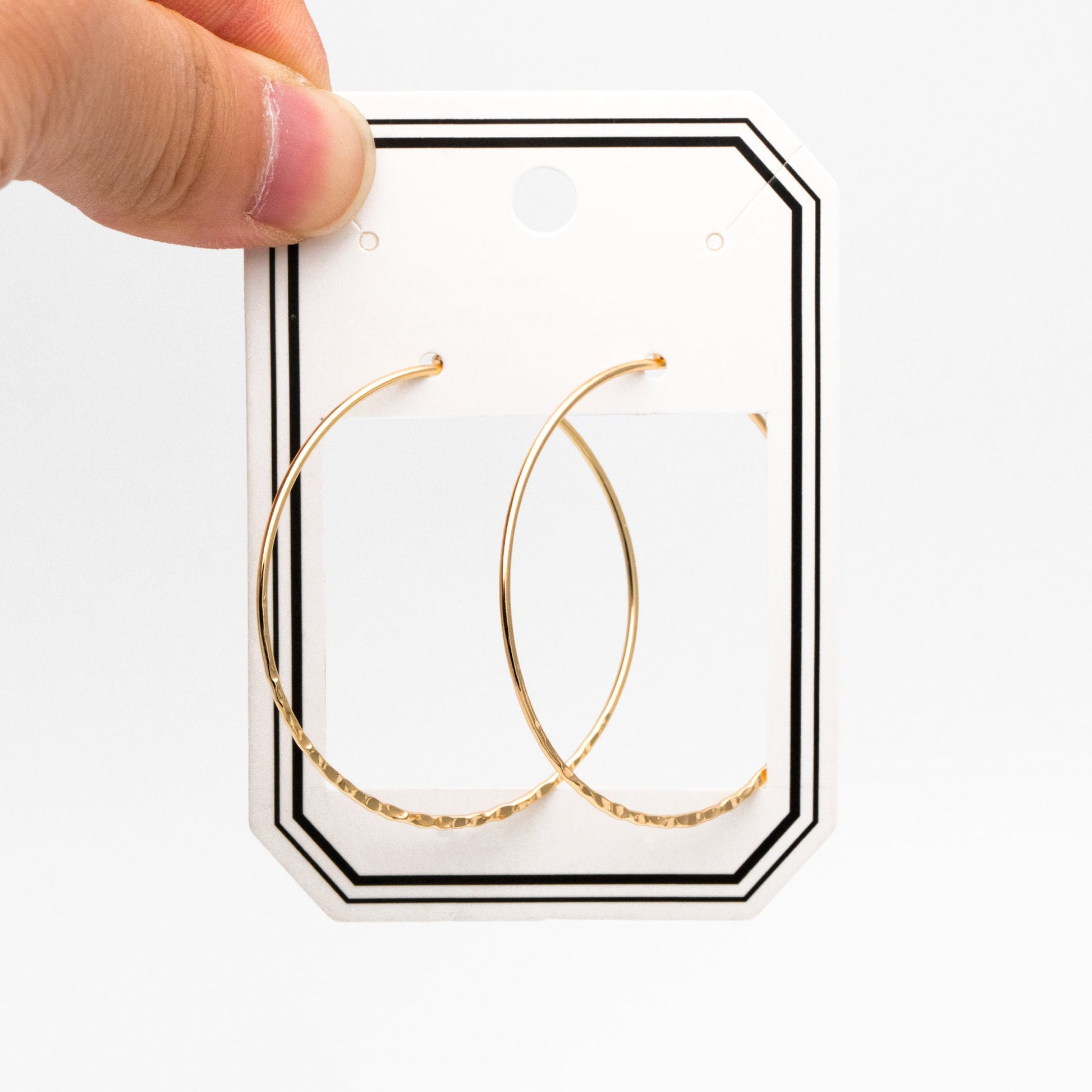 10pcs Gold/ Silver Large Hoop Ear Wire, 43mm, Gold/ Rhodium plated Brass Hoop Earrings, Threader Earring Components (GB-3680)