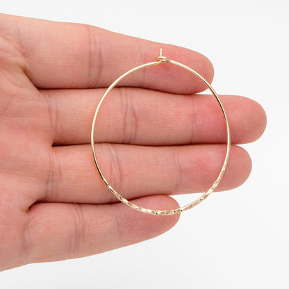 10pcs Gold/ Silver Large Hoop Ear Wire, 43mm, Gold/ Rhodium plated Brass Hoop Earrings, Threader Earring Components (GB-3680)