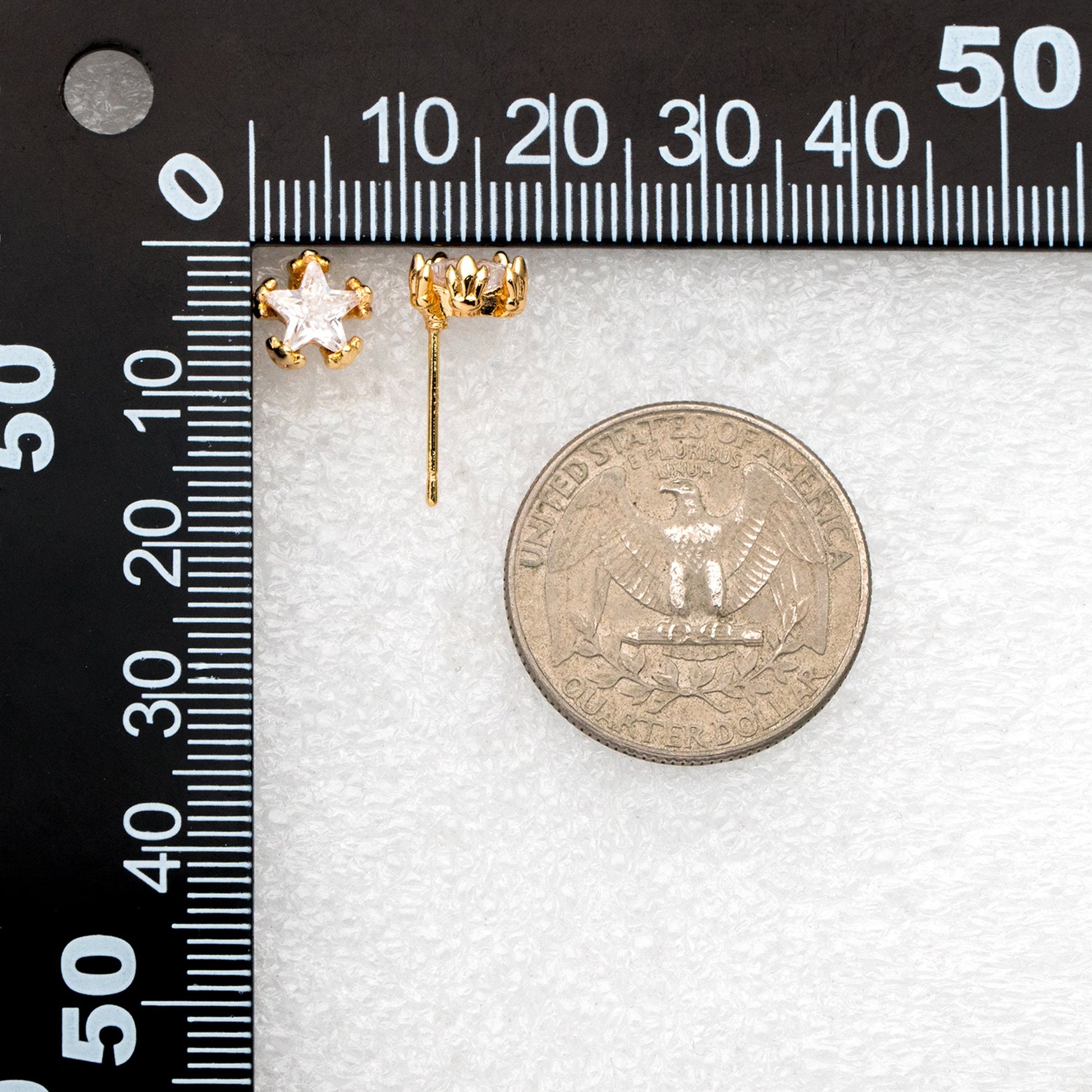 10pcs CZ Pave Star Ear Posts, Gold Plated Brass Stud Earrings, Jewelry Findings, Wholesale Supplies (GB-3041-O)