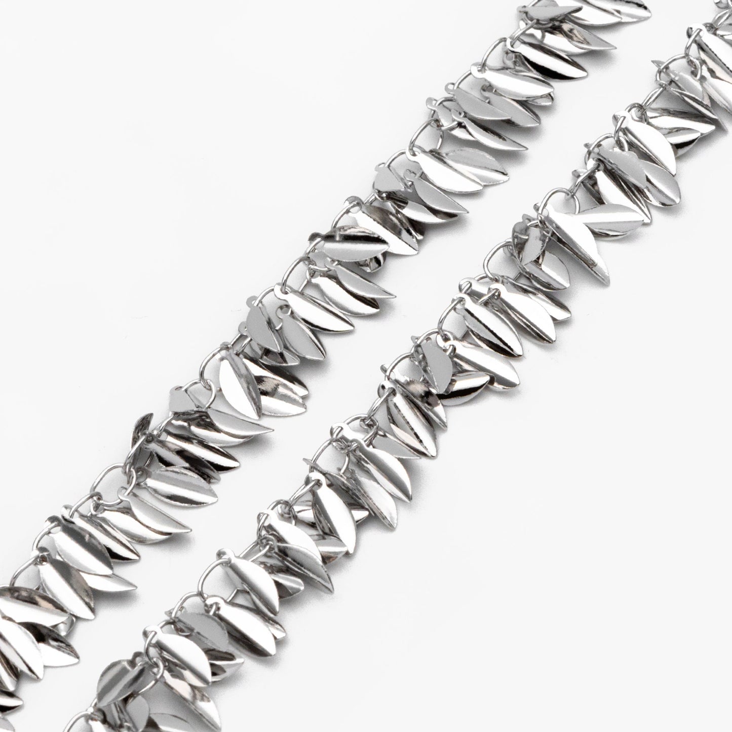 Gold/ Sliver Tone Leaf Chain, Real Gold/ Rhodium plated Brass, Designer Leaf Chain Wholesale (#LK-197)/ 1 Meter=3.3ft