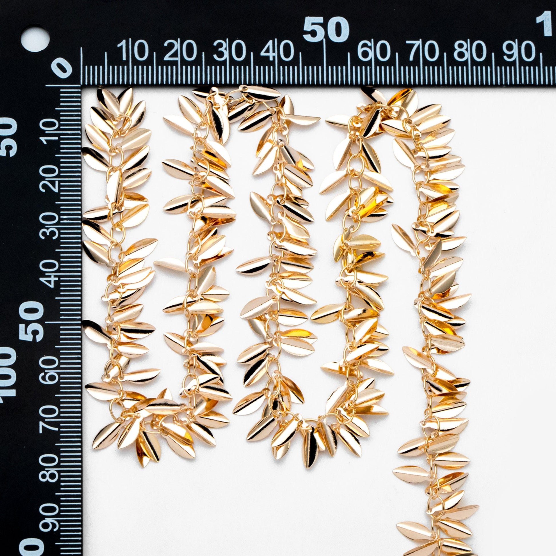 Gold/ Sliver Tone Leaf Chain, Real Gold/ Rhodium plated Brass, Designer Leaf Chain Wholesale (#LK-197)/ 1 Meter=3.3ft