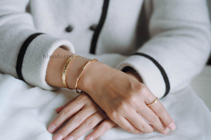 1pcs Gold Bamboo Cuff Bracelet, Stackable Bracelets, Adjustable Bangle Bracelet (#GB-2939)