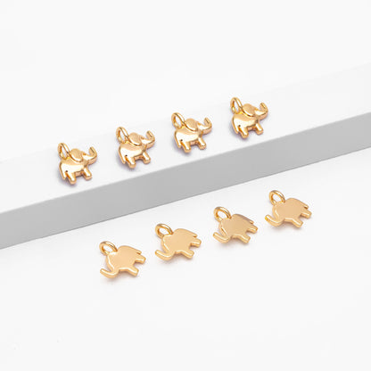10pcs Gold Elephant Charm Pendant 8x8mm, Earring Findings, Jewelry Making, Diy Material, Jewelry Supplies (GB-3684)