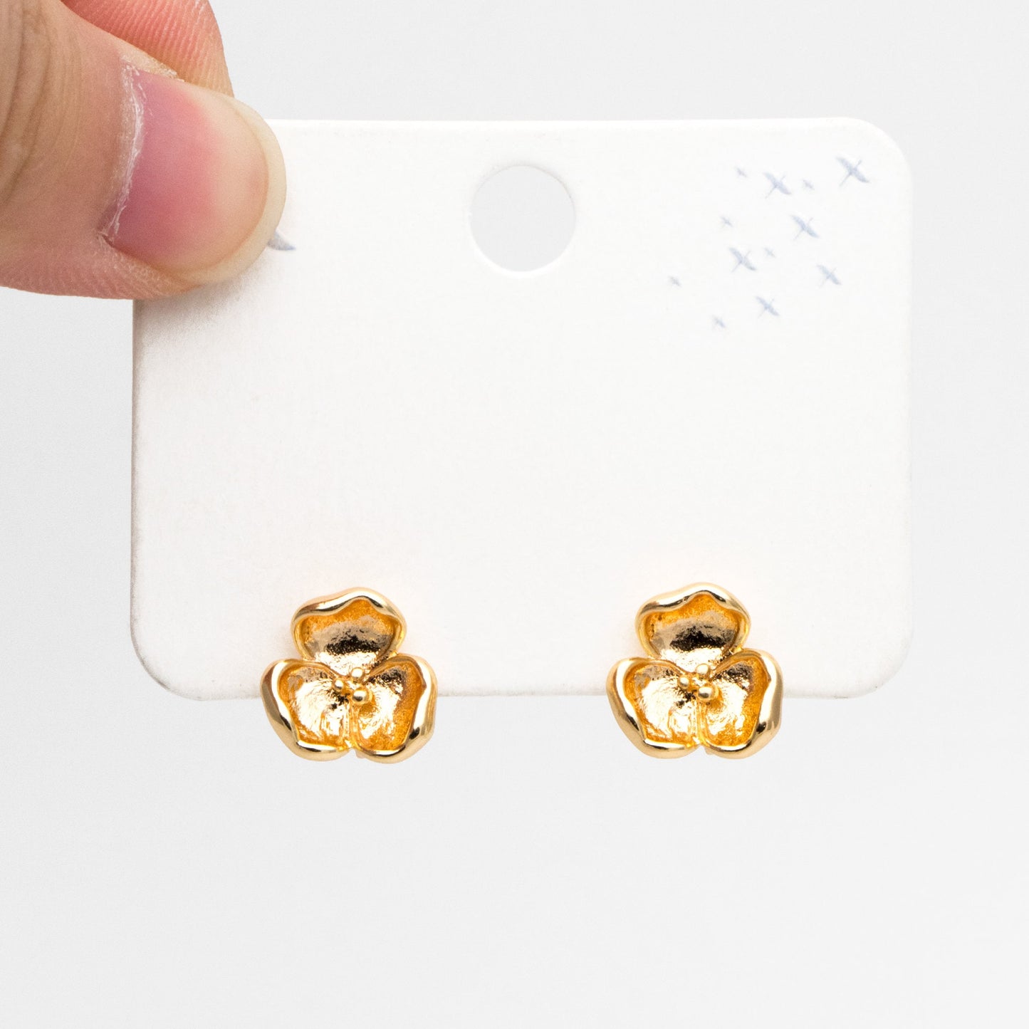10pcs Gold Flower Stud Earring with Loop, Gold Plated Brass, Jewelry Making, Diy Material, Jewelry Supplies (GB-3686)