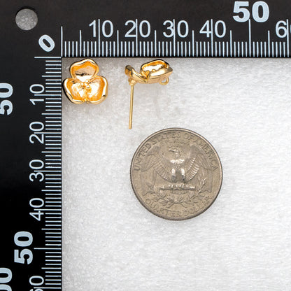 10pcs Gold Flower Stud Earring with Loop, Gold Plated Brass, Jewelry Making, Diy Material, Jewelry Supplies (GB-3686)