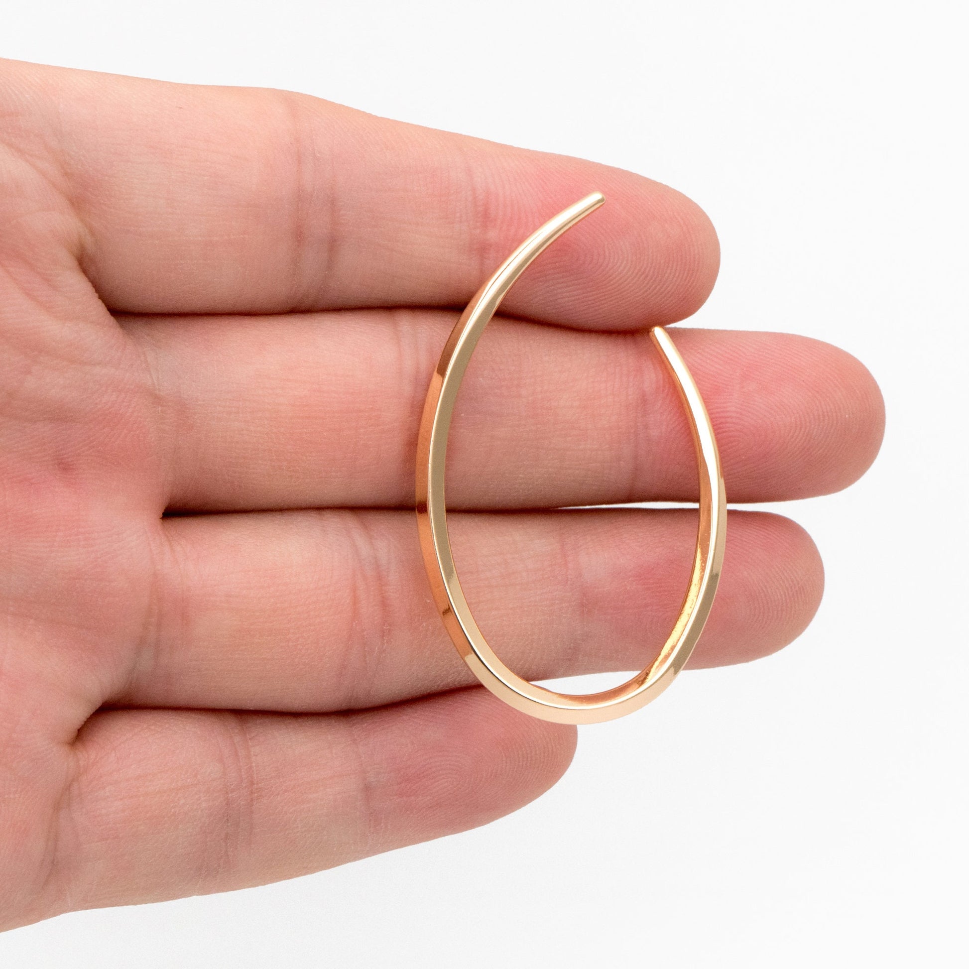 4pcs Gold U-Shaped Earrings, 18K Gold plated Brass, Horn Stud Earrings (GB-3687)