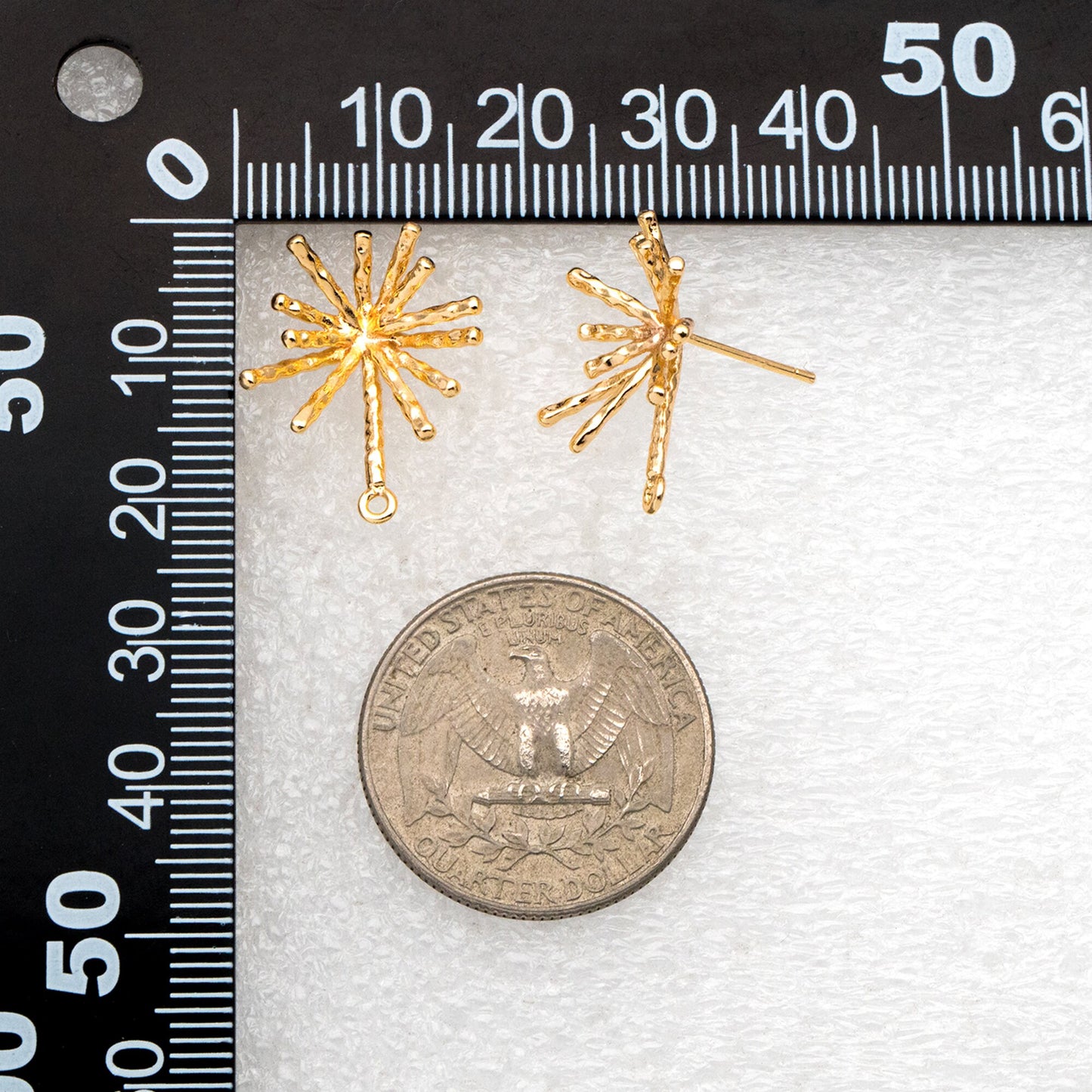 4pcs Gold/ Silver Fireworks Ear Posts with Loop, Gold/ Rhodium Plated Brass Stud Earrings, DIY Earring Findings (GB-3691)