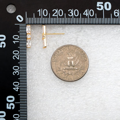 4pcs CZ Pave Rectangle Earring Studs, 18K Gold plated Brass Ear Posts, Geometric Earring Findings (#GB-3633)