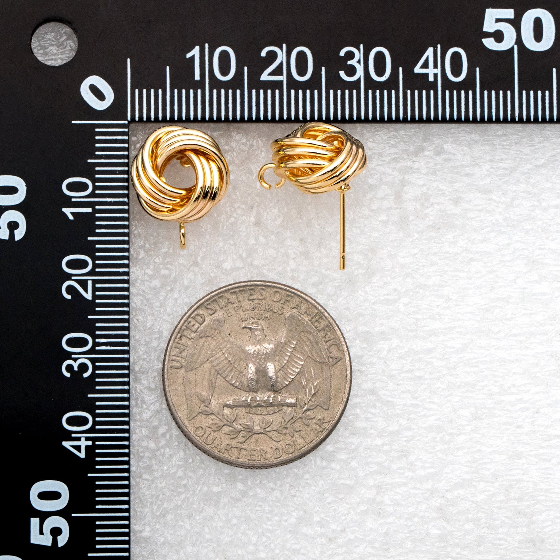 10pcs Gold Knot Earring with Loop, Gold plated Brass Knot Stud Earrings, Minimalist Ear Stud (GB-3638)