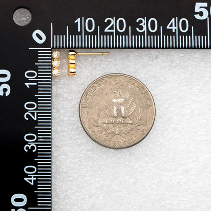 10pcs CZ Pave Bar Ear Posts, Real Gold Plated Brass Minimalist Stud Earrings (#GB-3258)