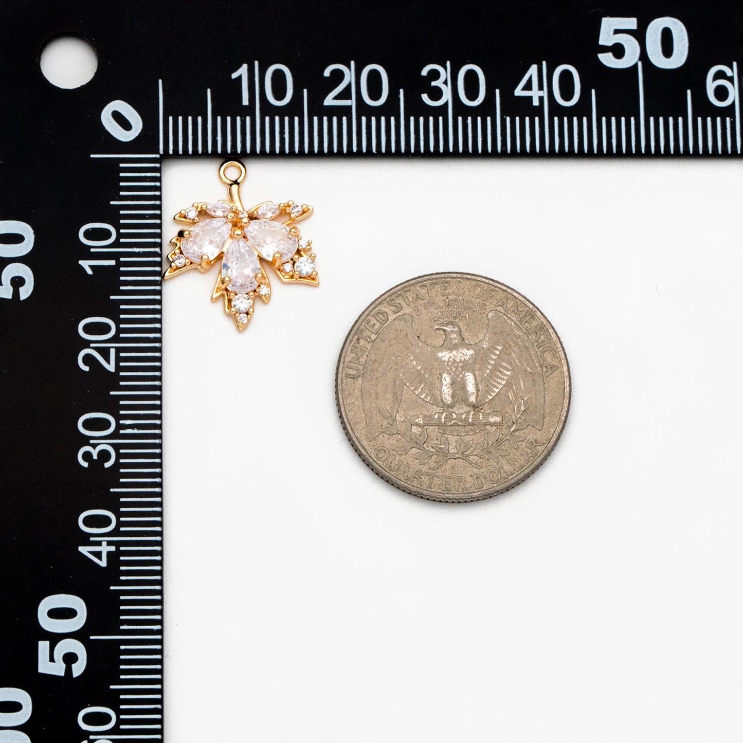 4pcs CZ Pave Gold Maple Leaf Charms, Leaf Pendants, Jewelry Making, Diy Material, Jewelry Supplies (GB-3037-A)